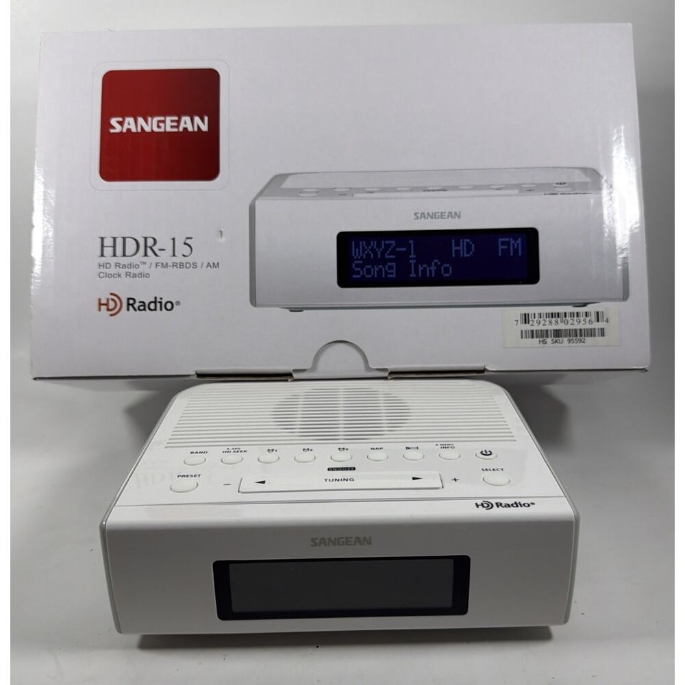 Sangean HDR-15 HD Radio AM FM RDS Digital Receiver Clock Radio Aux In
